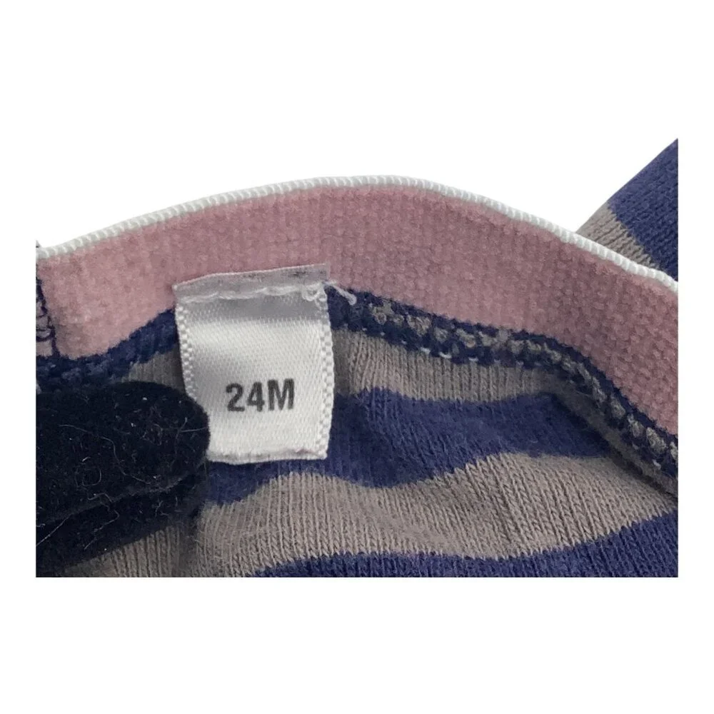Sleep Tight Pajama Pants Grey & Blue Baby Girl Sz 24M‎ Striped Elastic Waistband